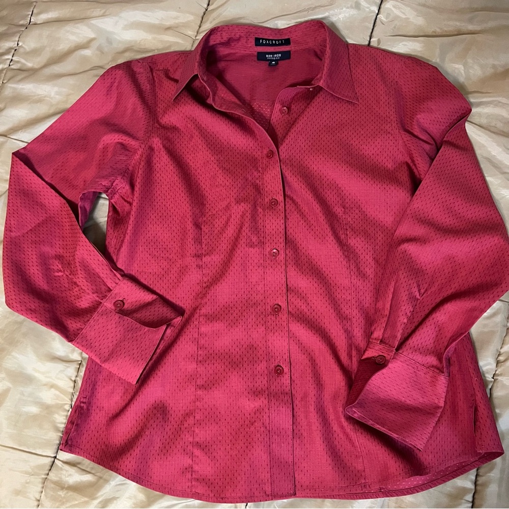 Foxcroft Red Button Down Shirt size 12P